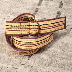 Purple striped Canvas Double D-ring buckle Belt